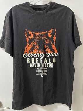 Buffalo David Bitton Black Tee with Orange Wolf Graphic